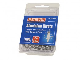 Faithfull FAIAR3M100 Aluminium Rivets (100) 3mm Medium £2.69